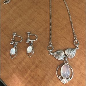 Vintage moon stone necklace and earrings
